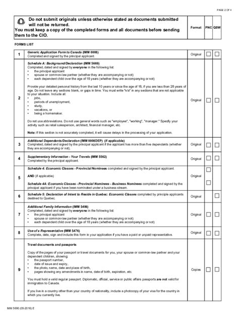 Document Checklist for Permanent Residence